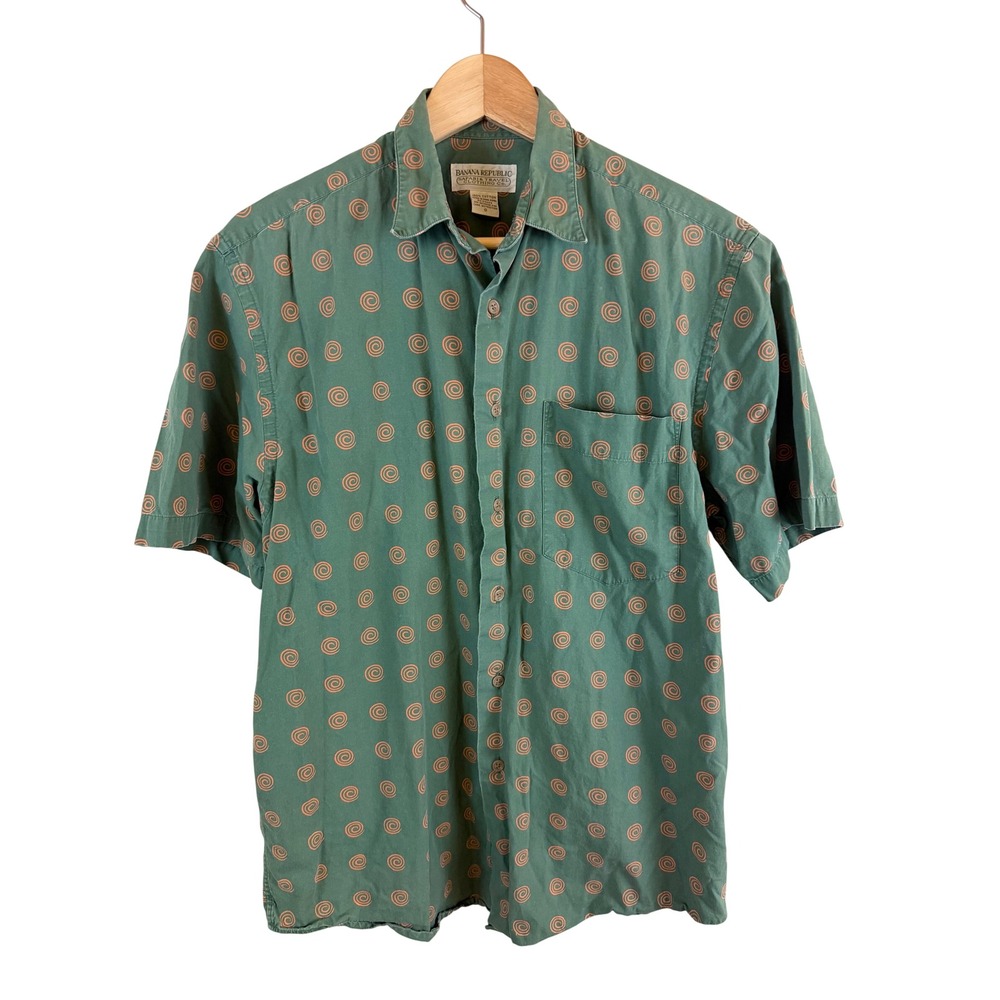 Banana Republic Safari & Travel Button Down Shirt Mens Small Swirl Print VTG